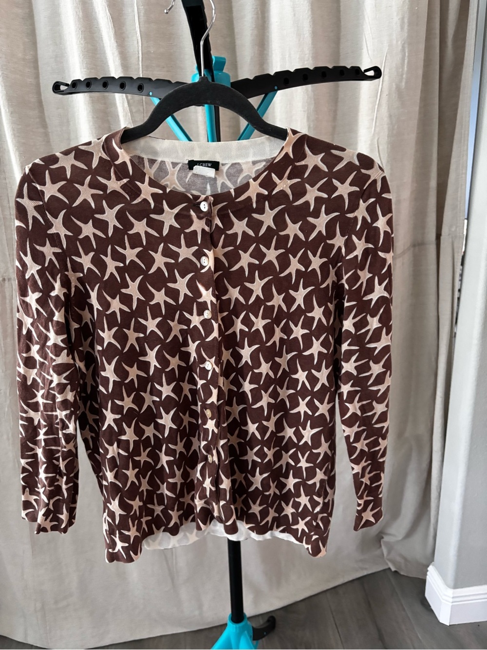 J. Crew Brown and Cream starfish Button Cardigan